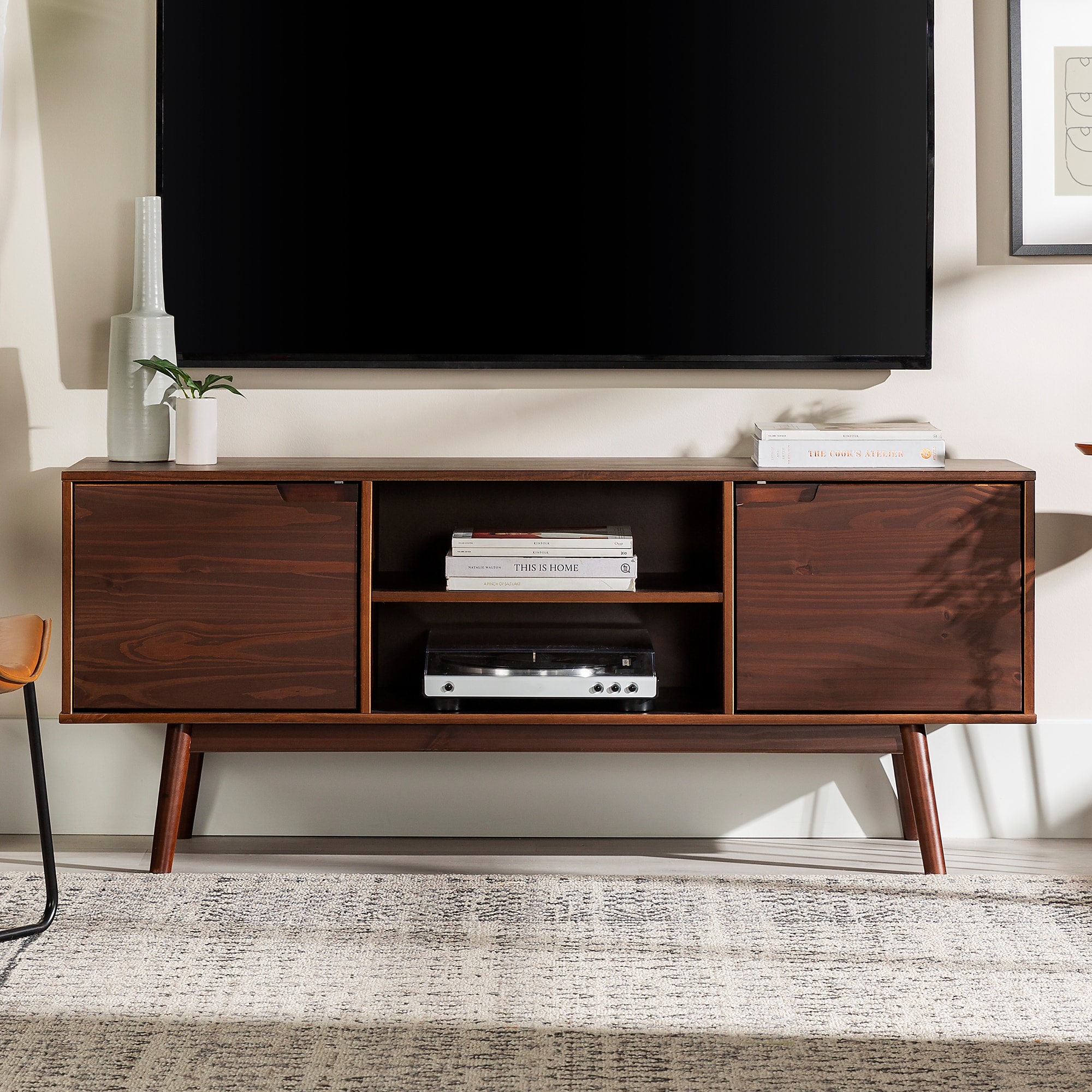 58 W. Trends Contemporary Wood TV Console - Gray