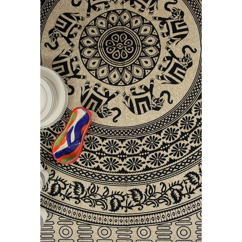 Cotton Elephant Floral Kingdom Tablecloth Rectangle