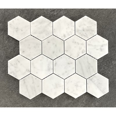3" Honed Hexagon Marble Mosaic Tiles
