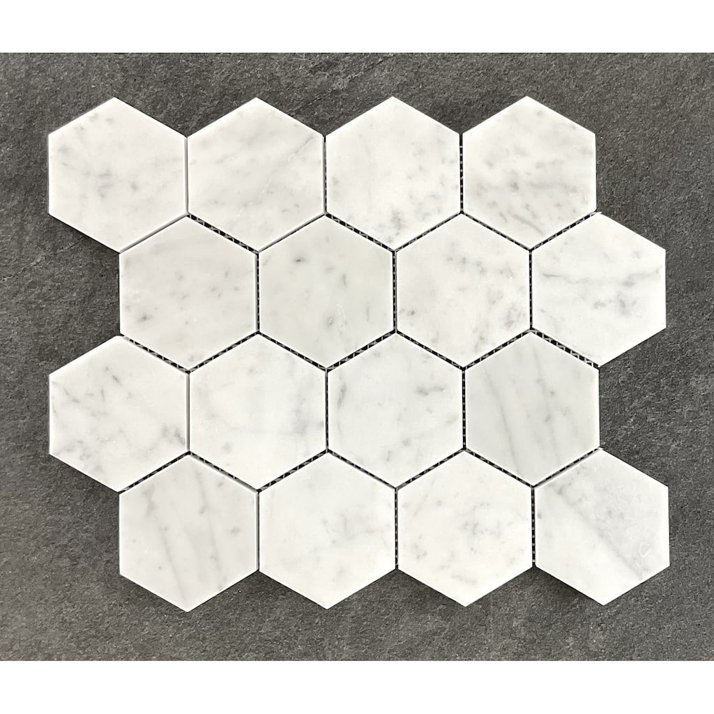 3" Honed Hexagon Marble Mosaic Tiles