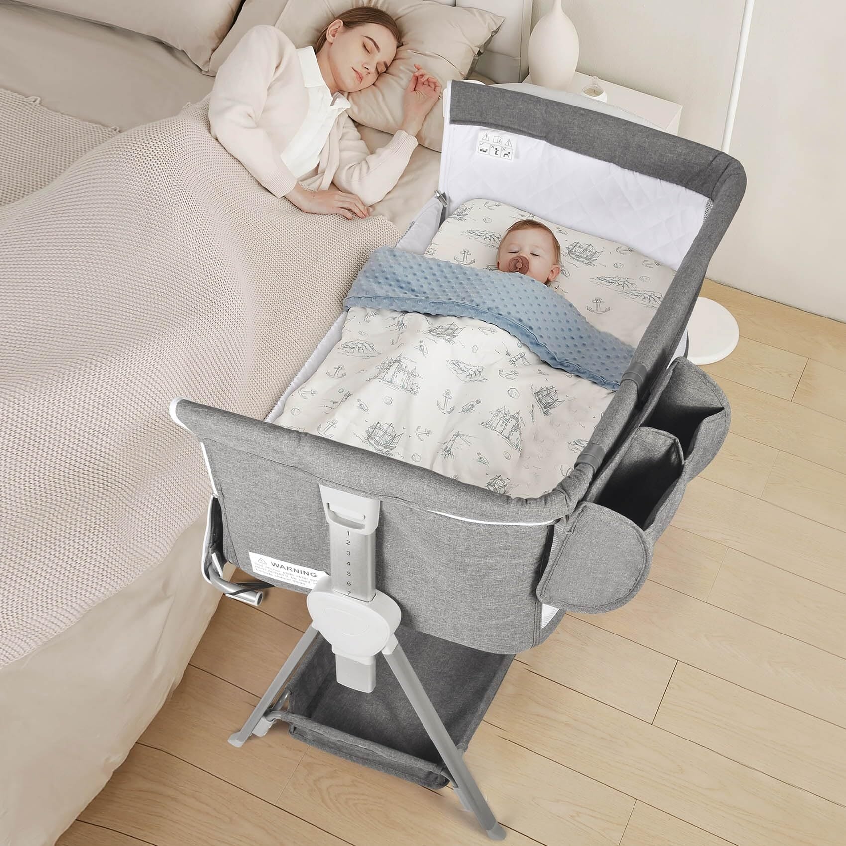Baby Bassinet, Portable Bedside Sleeper for Baby, Height