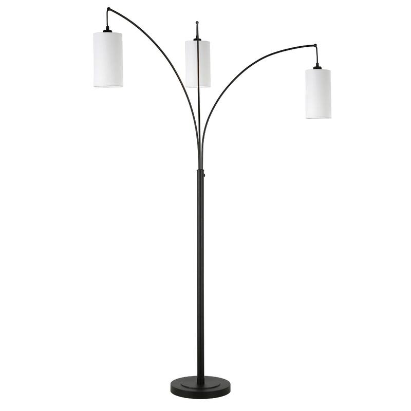Metal Arc Torchiere Floor Lamp with Drum Shades and Foot Switch - 19” x 19” x 83” (D x W x H)