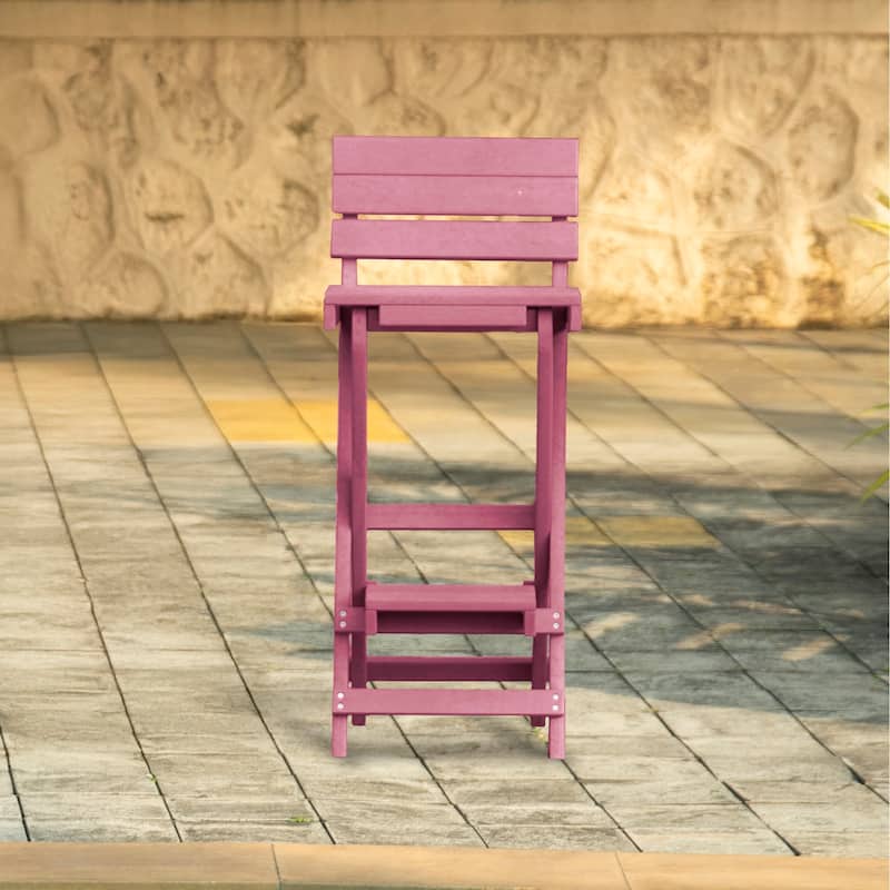 Key West Fully Assembled All-Weather Recycled HDPE Outdoor Folding Bar Stool - Burgundy
