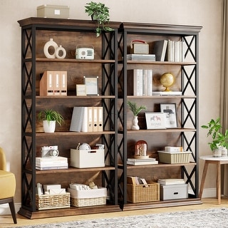 71 Inches Industrial Bookshelf, 6-Tier Bookcase Bookshelves, Freestanding Display Storage Shelf for Home Office