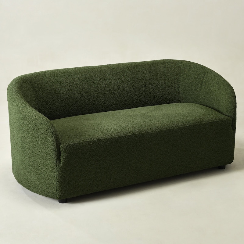 KINWELL 68" W Upholstered Sherpa Boucle Loveseat with 2 Pillows - 2-Seater