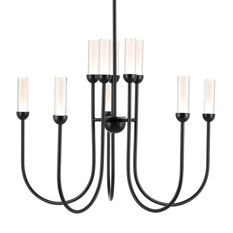 Moraine 30 Inch LED 10 Light 2-Tier Chandelier in Black