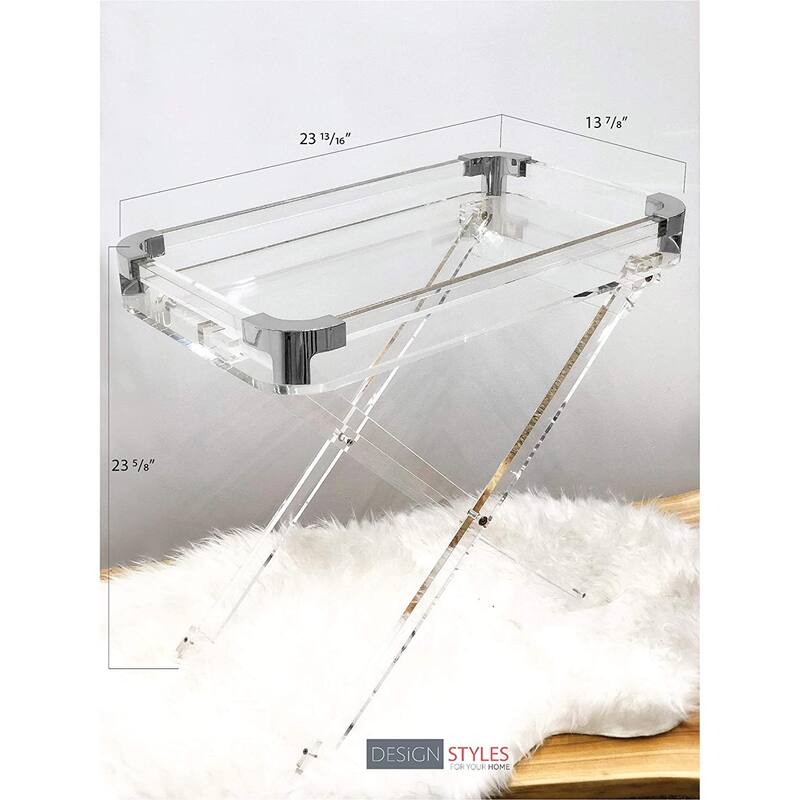 Designstyles Acrylic Folding Table Clear Design w/Chrome or Gold Trim