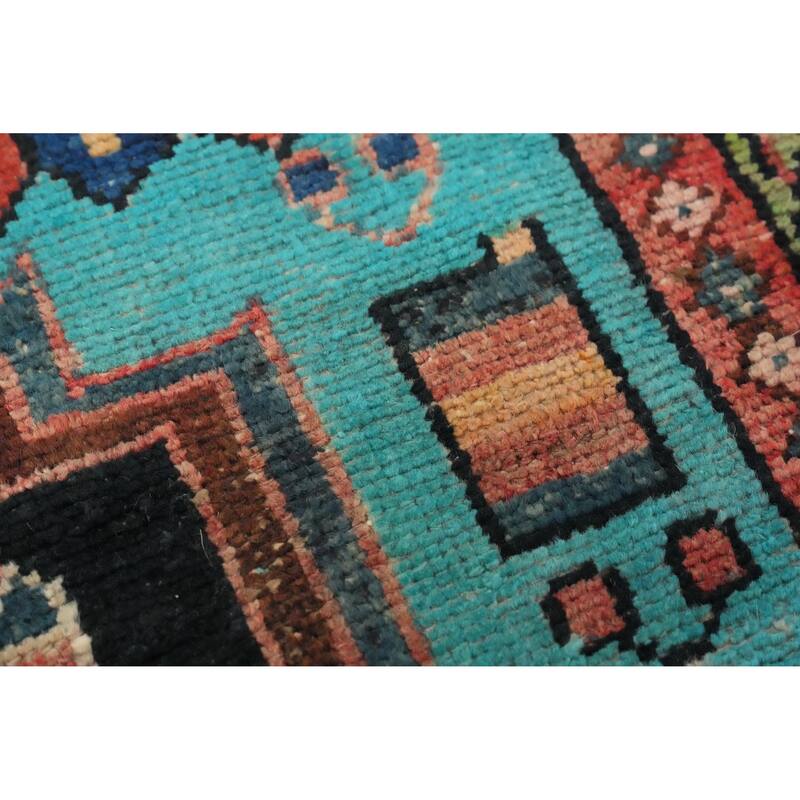Hand Knotted Oriental 100% Wool Carpet Traditional Tribal Black Hamedan Runner Rug - 8' 6'' X 3' 4''