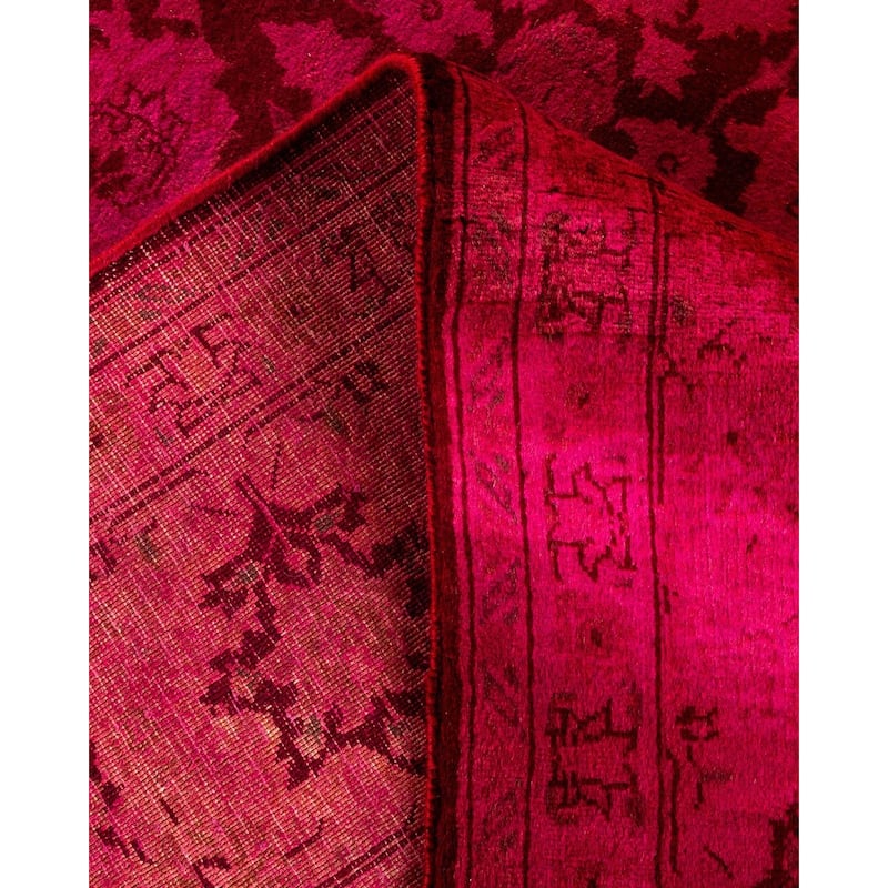 Overton Hand Knotted Wool Vintage Inspired Modern Contemporary Overdyed Pink Area Rug - 6' 1" x 9' 3"