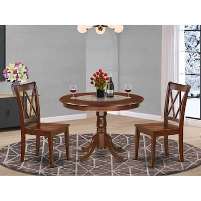 Antique Round Dining Set - 42 Inch Table with 2 Double X Back Chairs - Home Decor