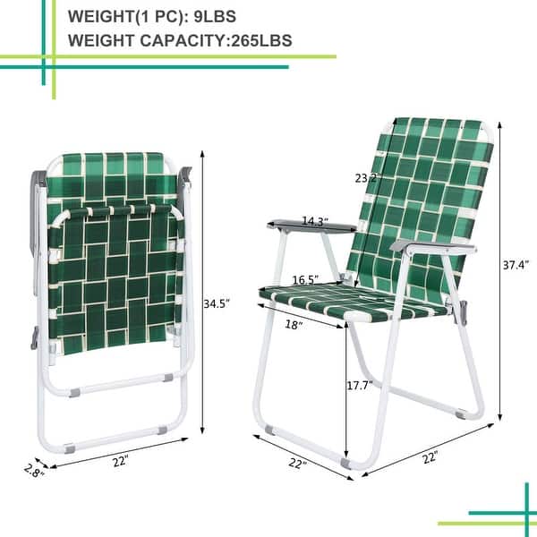 Outdoor Picnic Camping Folding Beach Chair Set of 2 - Dark Green - Bed ...