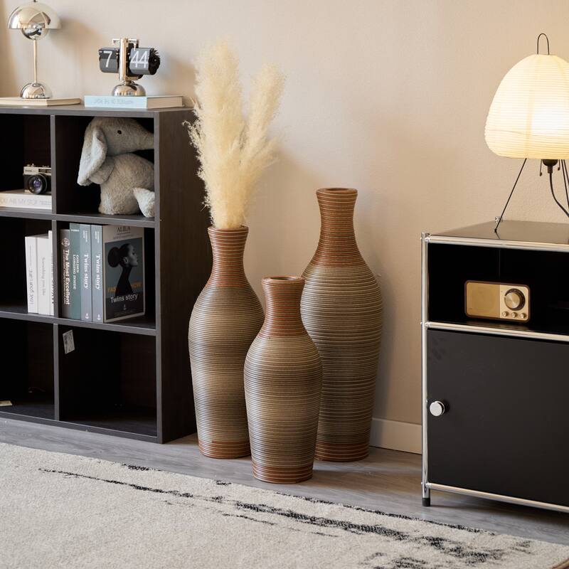 Hand-Woven PVC Rattan Floor Vase