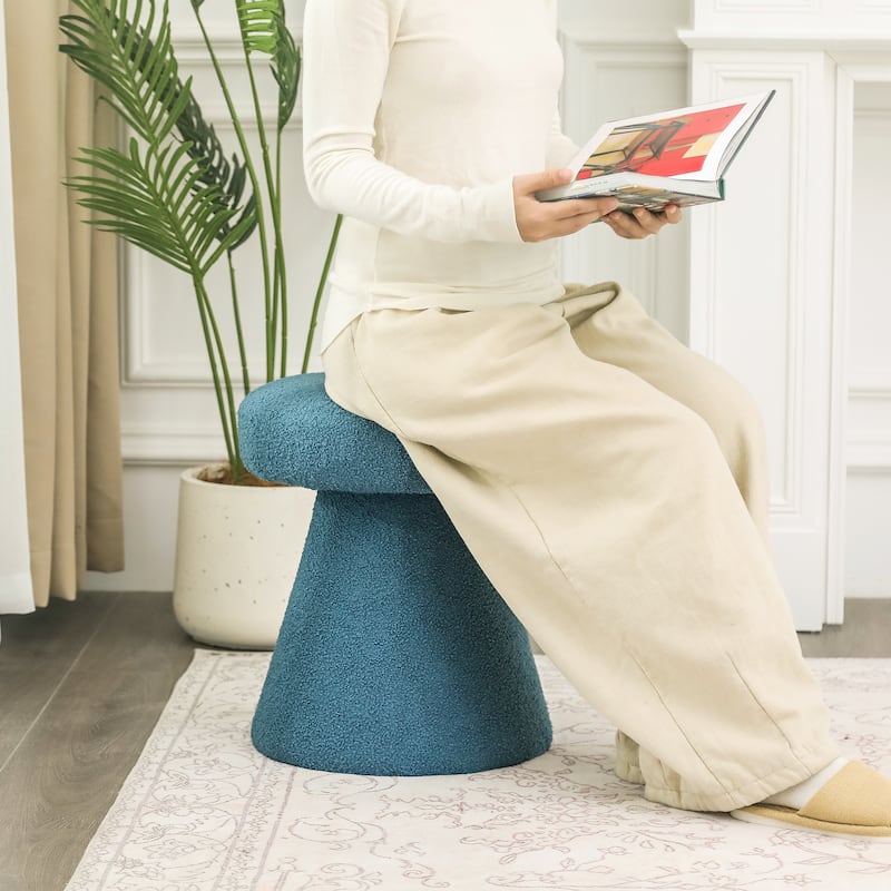Adeco Mushroom Ottoman Large Soft Foot Stool for Living Room Bedroom