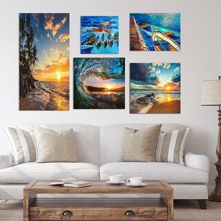 Designart - Coastal and Beach Collection - Coastal Wall Art set of 5 ...