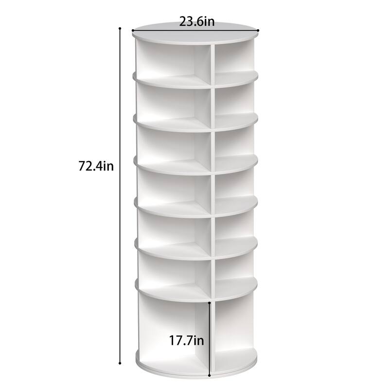 Rotating Shoe Rack Tower,7-Tier Shoe Rack,Free Standing 360°Revolving Shoe Organizer,High Bottom Design,Fits 28 Pairs of Shoes