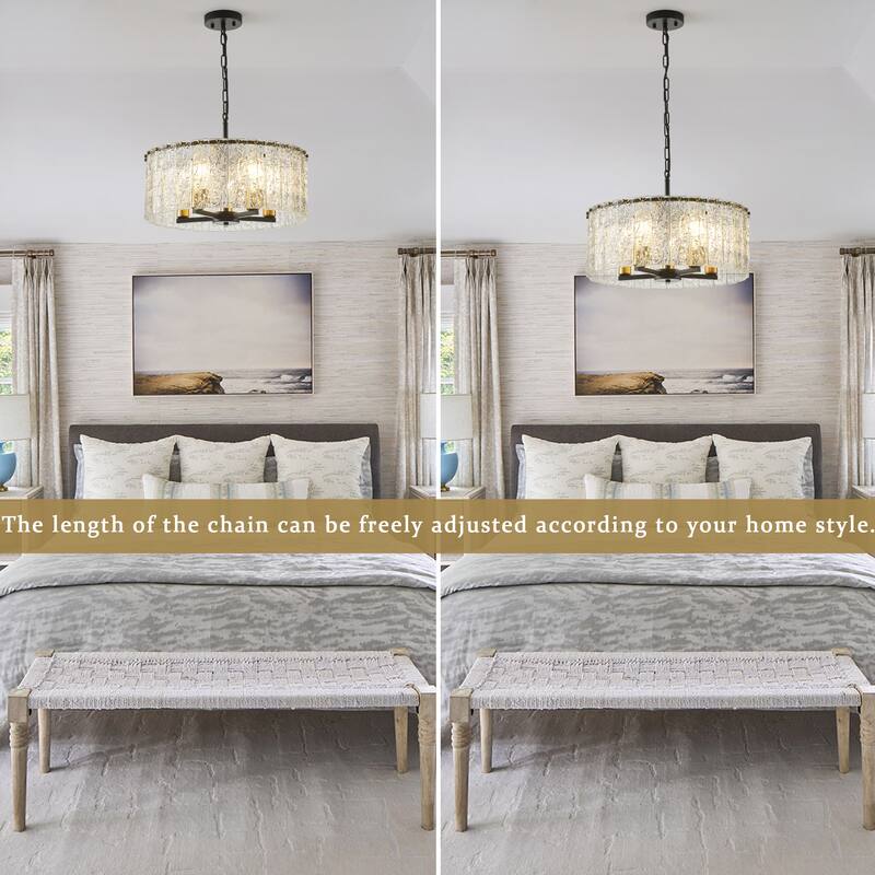 5-Light Modern Round Drum Chandelier, Classic Semi Flush Mount Chandelier, Kitchen Island Pendant Light for Dining Room - N/A