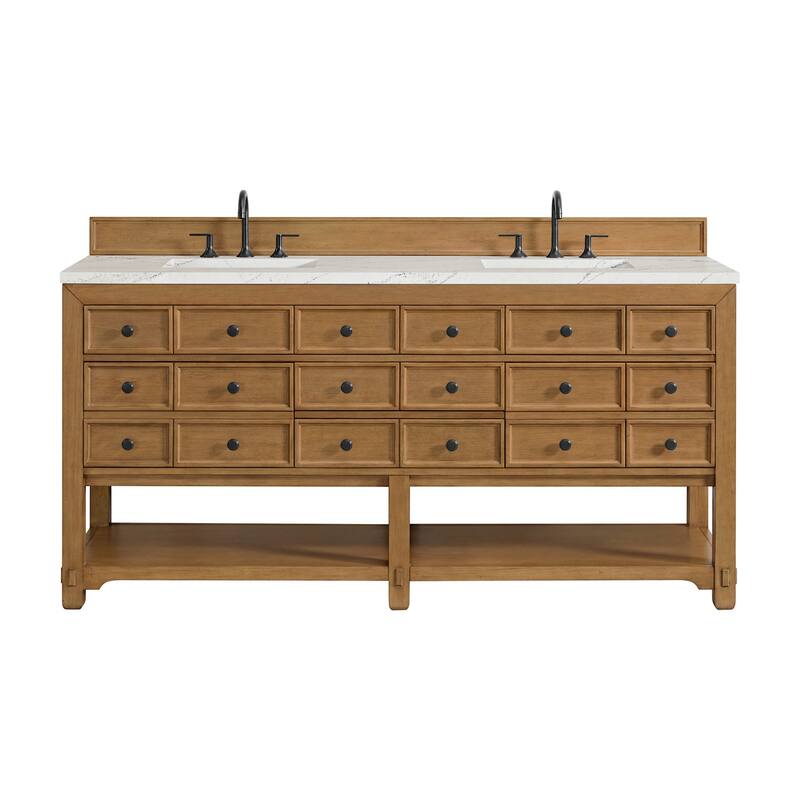 James Martin Vanities 505-V72-3ENC Malibu 72" Free Standing Double - Amber Birch - Wood Finish