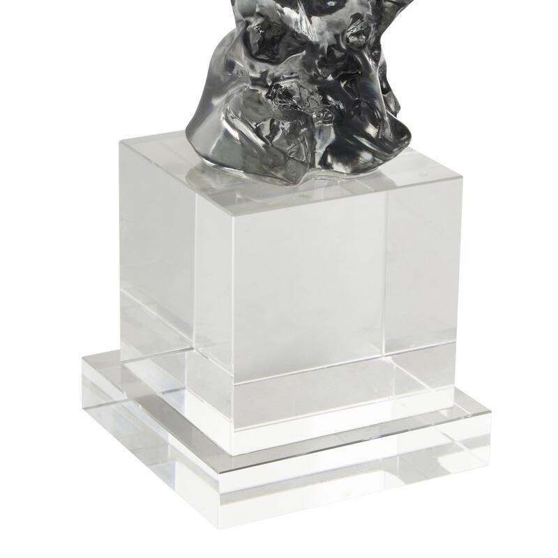 Glass Abstract Handmade Freeform Decorative Sculpture with Clear Square Base - Clear - Roche River Decor