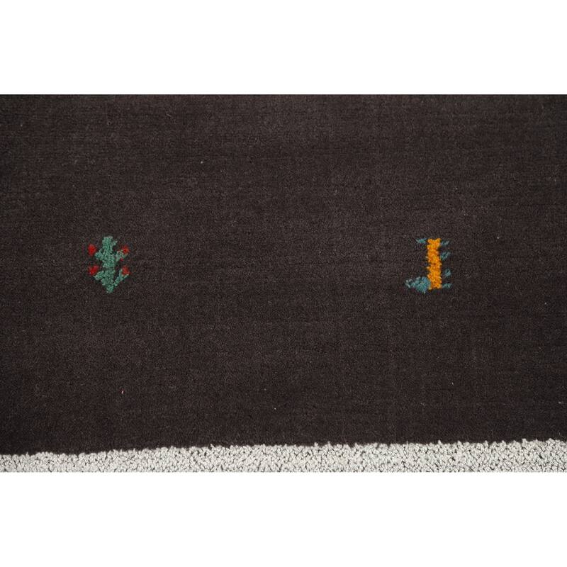 Hand Knotted Oriental 100% Wool Carpet Tribal Tribal Greys & Charcoal Gabbeh Area Rug - 7' 10'' X 5' 5''