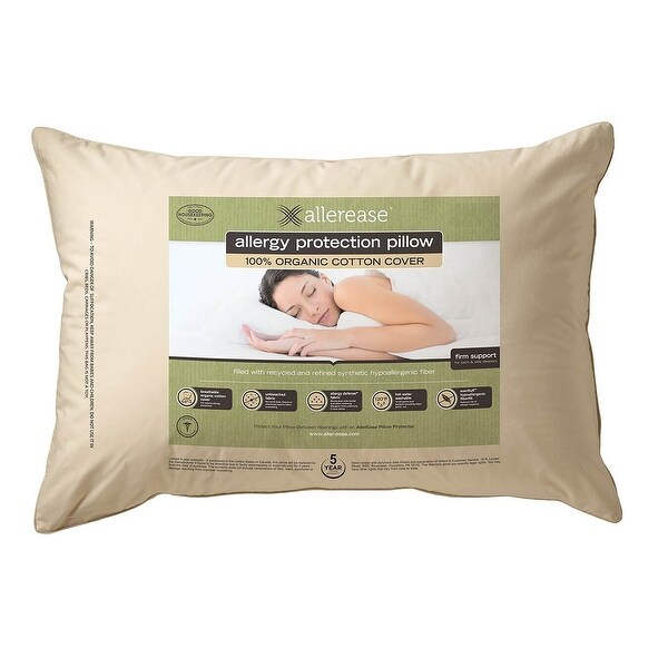 AllerEase Cotton Top Allergy Protection Pillow White On Sale