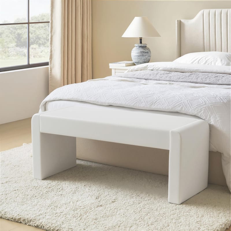 Velvet/Faux Leather Entryway Bench End of Bed Bench Upholstered Modern Window Bench for Dining Room/Bedroom