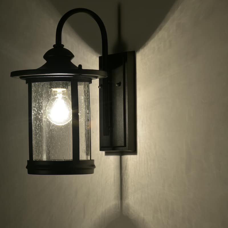 1-light Textured Black Outdoor Wall Lantern