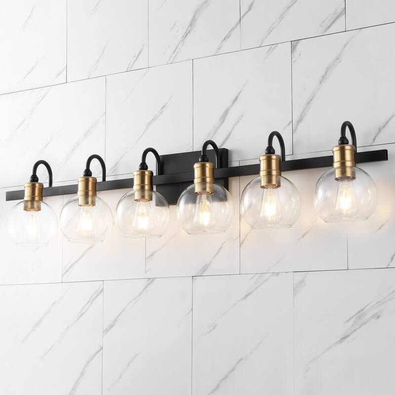 Kurtz Iron/Glass Rustic Vintage LED Vanity Light, by JONATHAN Y