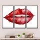 preview thumbnail 12 of 12, Designart 'Valentines Day Red Woman Lips' Modern Framed Canvas Wall Art Print Set of 3 - 4 Colors of Frames 36 in. wide x 20 in. high - 3 Panels - Black