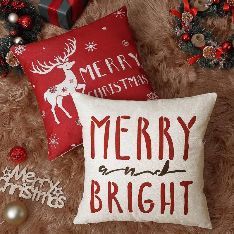 18x18 inch Set of 4 Christmas Decorations Pillow Covers, Pillow Case