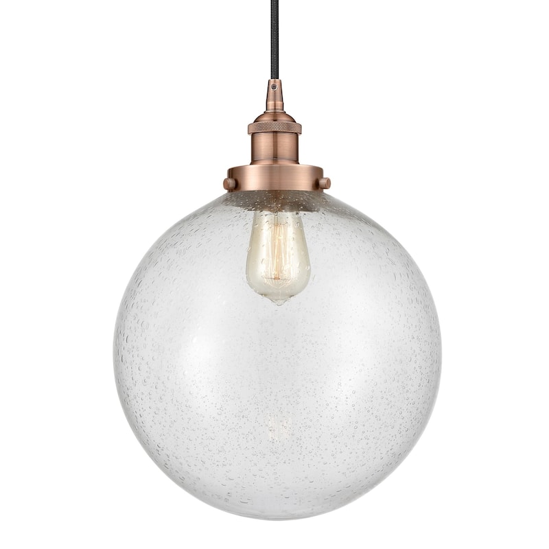 Innovations Lighting 616-1PH-16-12 Beacon Pendant Beacon 12" Wide - Antique Copper / Seedy