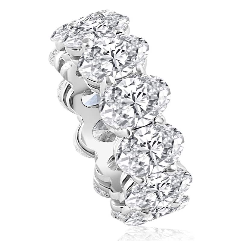 Bliss Diamond 12.50Ct Oval Moissanite Eternity Wedding Anniversary Women's Ring Gold