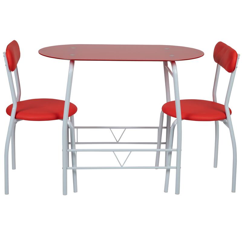Sutton 3-piece Space-saver Bistro Set with Glass Top Table