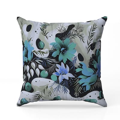 Charming Chronicles Faux Suede Reversible Throw Pillow Cyan and Black