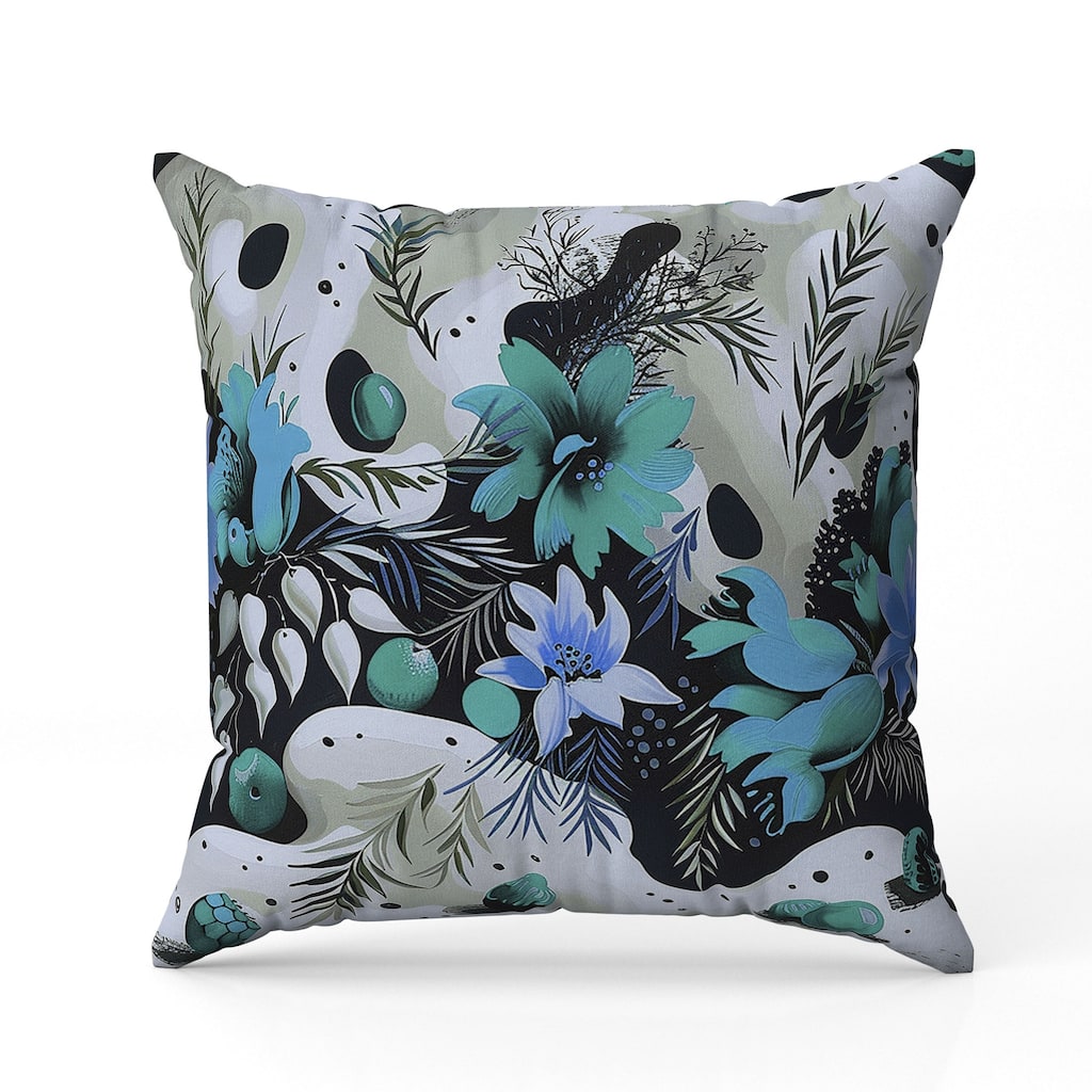 Charming Chronicles Faux Suede Reversible Throw Pillow Cyan and Black