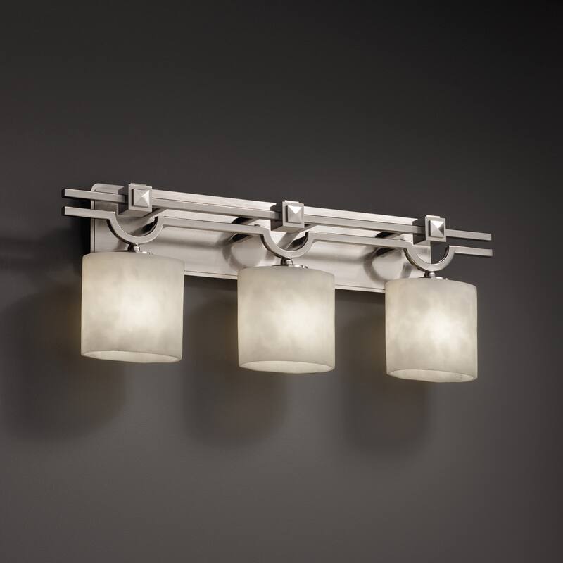 Justice Design Clouds Argyle 3-light Brushed Nickel Bath Bar, Clouds Oval Shade