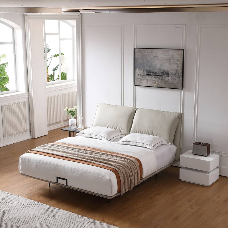 Modern 2-Drawer Nightstand Storage Bedside Table with Sensor Light, Wireless Charging