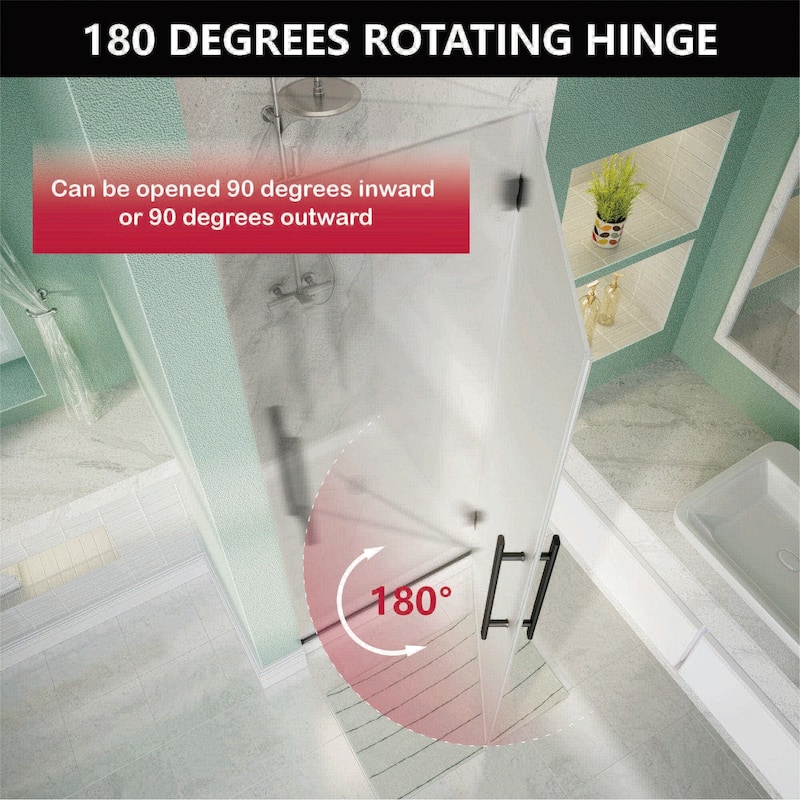 i-Homare 30 in.W x 72 in.H Frameless Pivot Shower Door, 5/16 in SGCC Frosted Tempered Glass