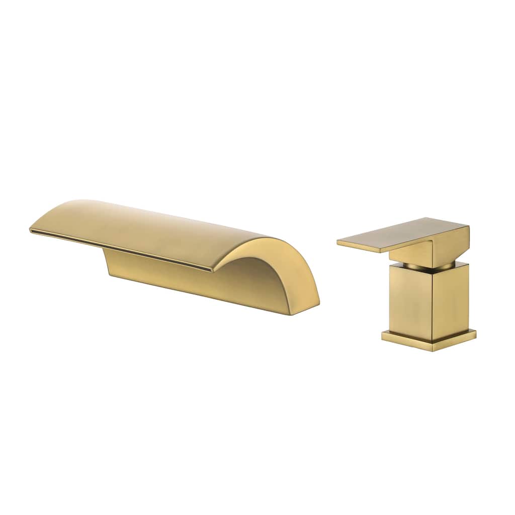 CASAINC Single Handle Deck Mount Bathroom Faucet in Brushed Gold