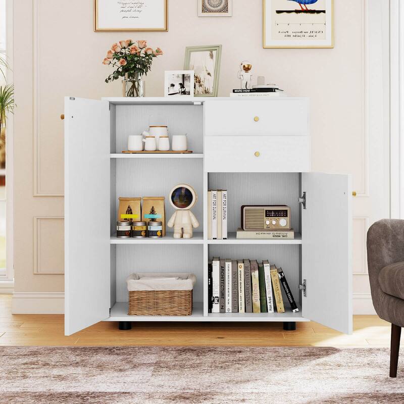 Costway Kitchen Sideboard Buffet Cabinet with 2 Drawers, 2 Doors and 3 - See Details