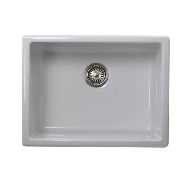 Highpoint Collection 24 Inch Italian Fireclay Kitchen-Laundry Sink - 24 x 18 x10 inches