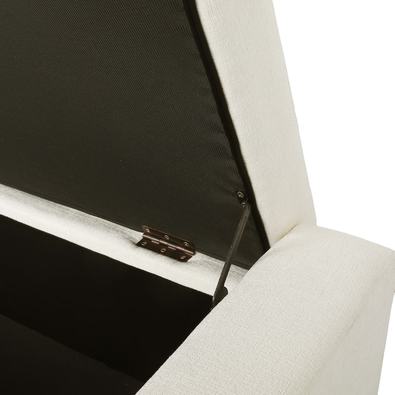 50" Ottoman Bench in Textured Fabric, Rectangular Design with Hinged Lid for Seating, Footrest, and Hidden Storage