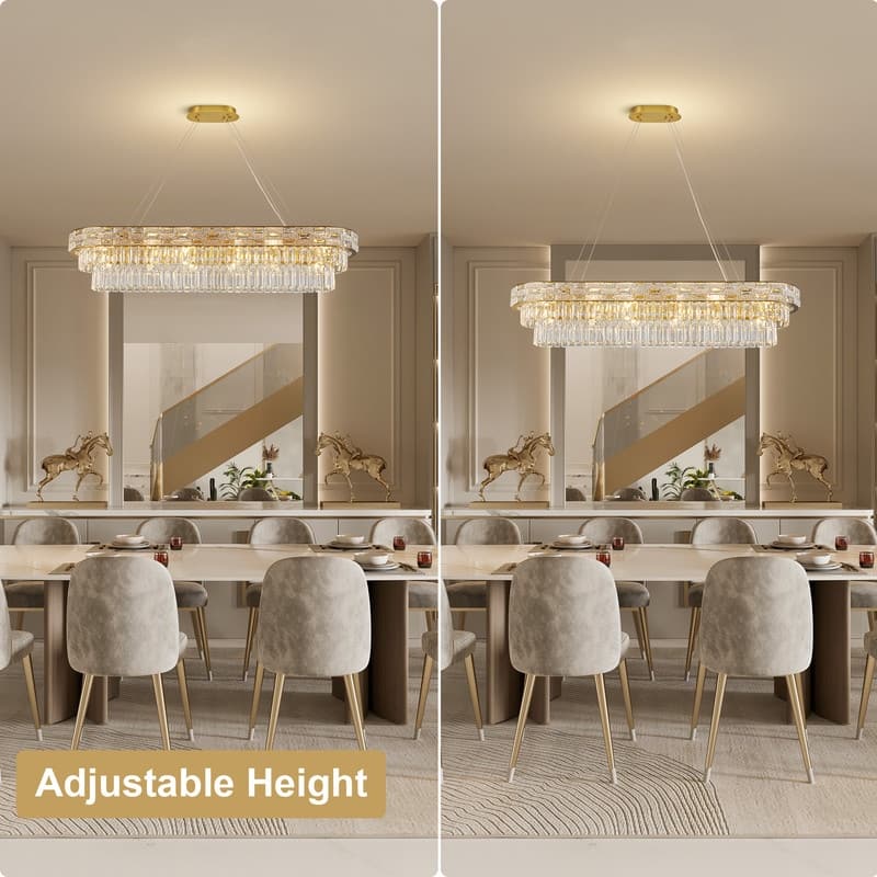 KAYLA Crystal Chandelier - Large K9 Crystal Pendant Light for High Ceilings, Entryway, Foyer, Dining Room & Living Room