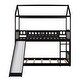 preview thumbnail 4 of 23, Modern Roof Design Twin over Twin Solid Pine Wood Bunk Bed with Full Length Guardrail, Side Ladder and Slide