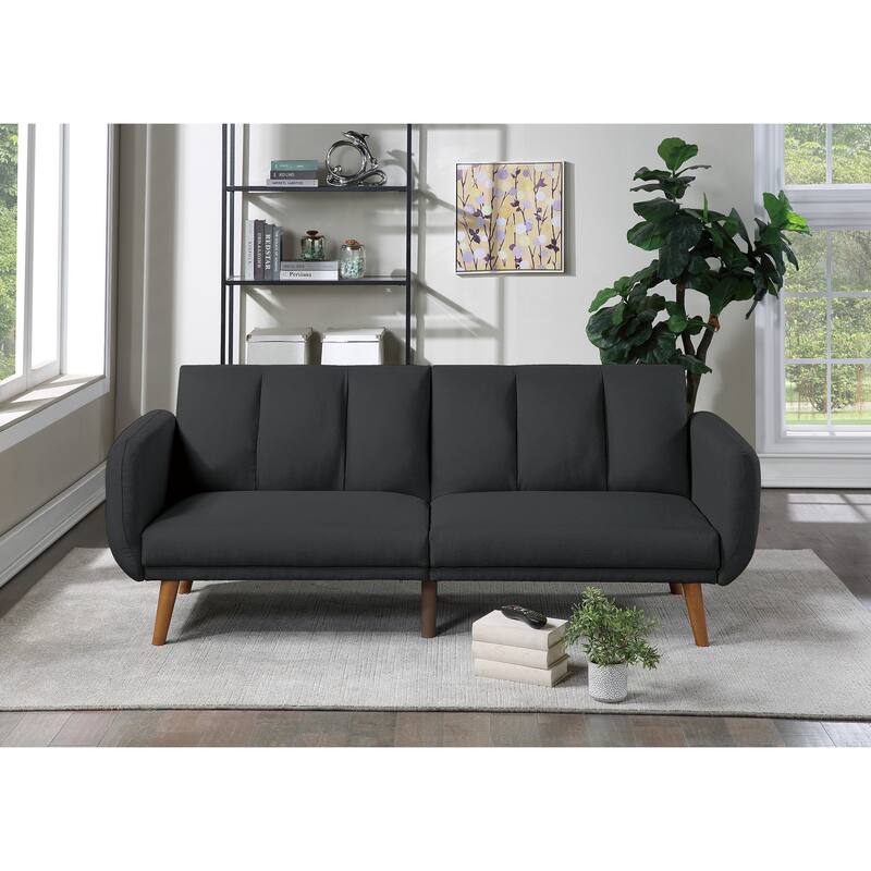 Convertible Mustard Sofa Bed - Stylish Polyfiber Couch with Extra Cushion
