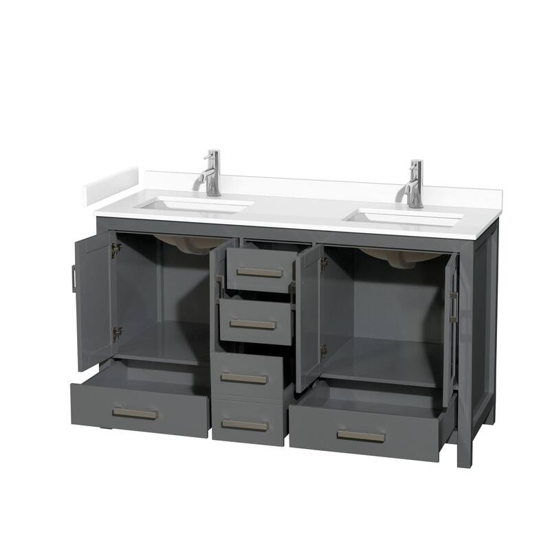 Wyndham Collection Sheffield 60" Double Bathroom Vanity, Carrara