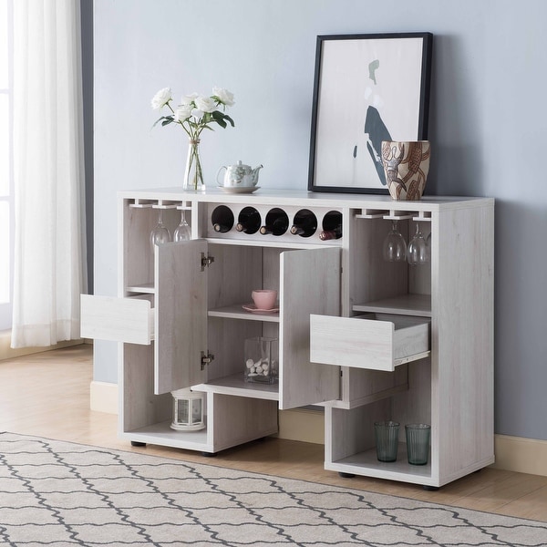 Q Max WHITE OAK Gorgeous Wine Storage Cabinet with Five Wine Slots