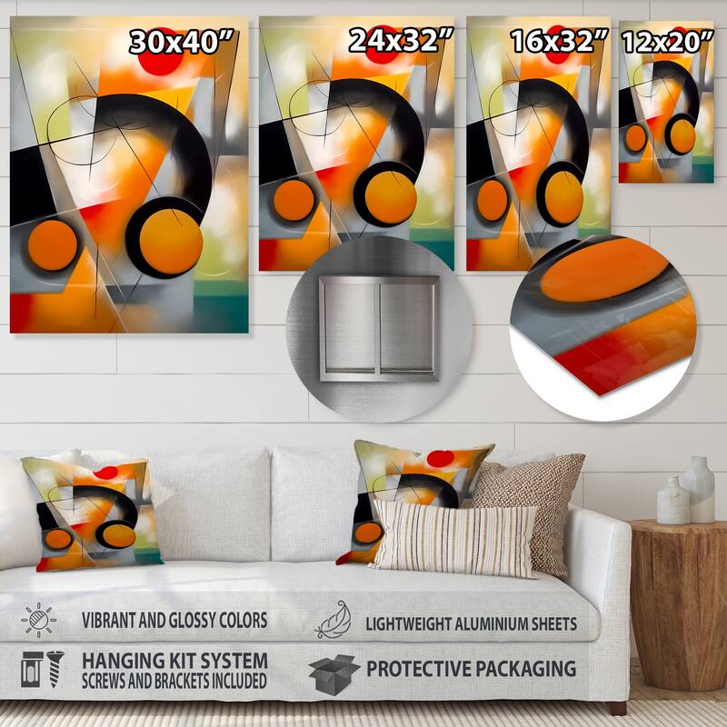 Designart "Abstract Shapes And Line Artwork III" Abstract Metal Wall Art