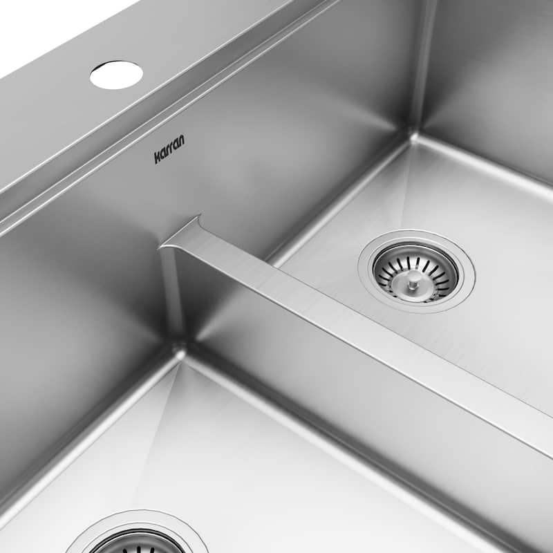 Karran Elite WST-28-PK1 Top Mount 33" Double Bowl Stainless Steel Workstation Kitchen Sink