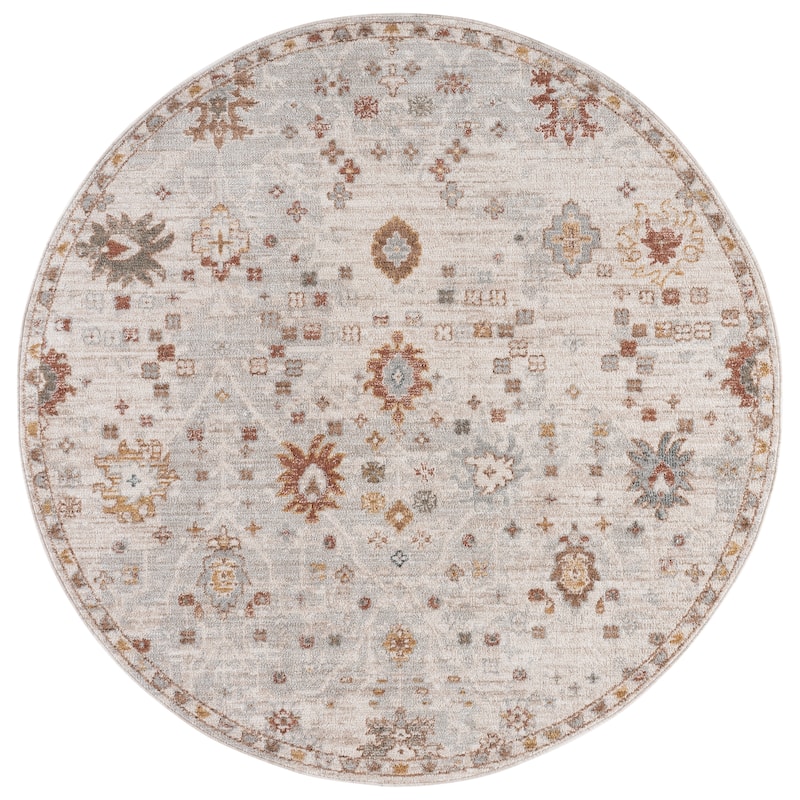 SAFAVIEH Vintage Rosewood Haideh Rug - 6'3" Round - Ivory/Grey Rust
