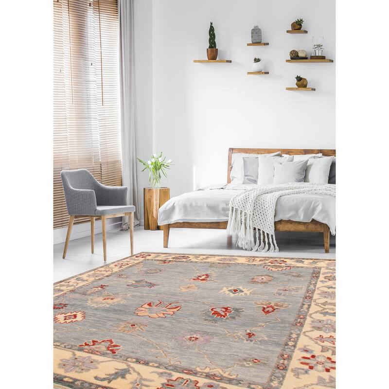 ECARPETGALLERY Hand-knotted Modern Oushak Light Blue Wool Rug - 8' x 10'